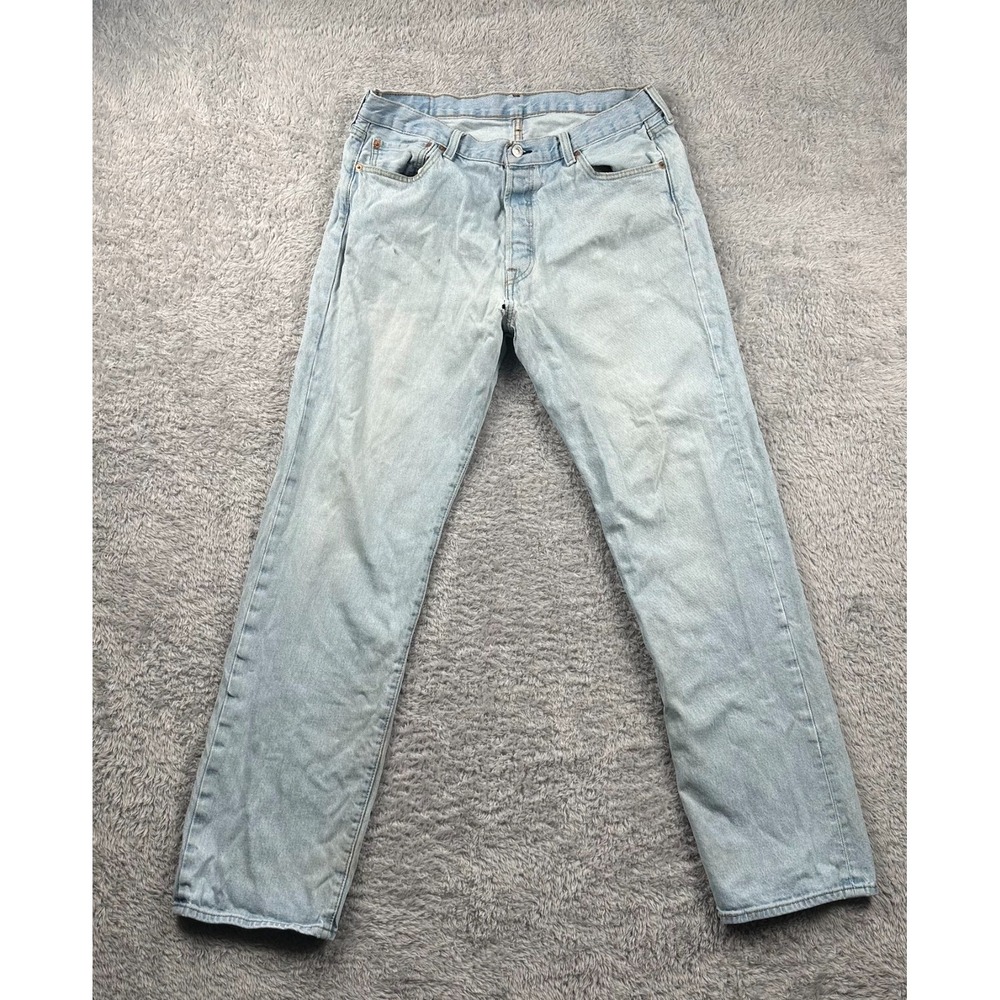 Levis 501 Jeans Light Wash Denim Button Fly Men Size 36x34 Distressed